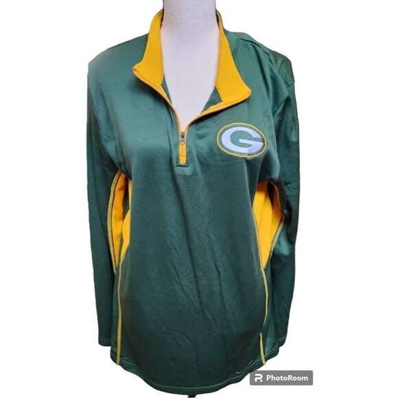Green Bay Packers 1/4 Zip Poly Shirt Size Medium by Majestic - Picture 2 of 7